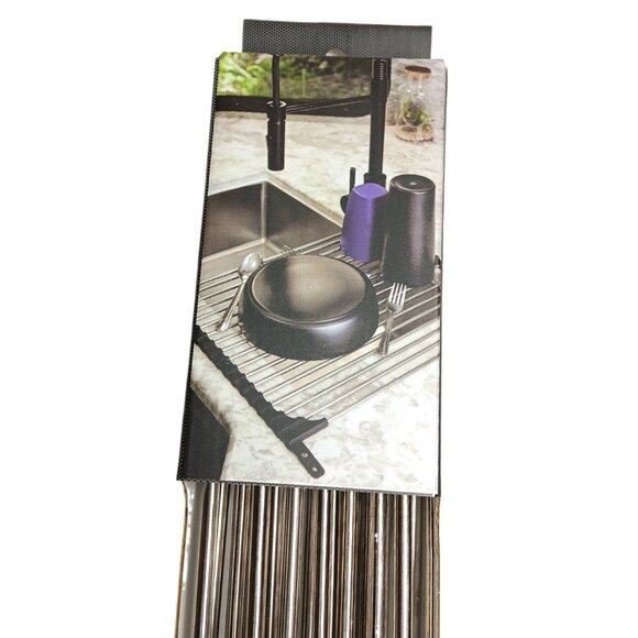 Auto Drive Roll-Up Dish Dry Rack Black 17” Camper Van RV Travel Kitchen Portable - Picture 2 of 6